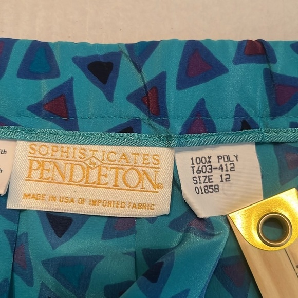 Pendleton Vintage 80's Blue Geometric Print Skirt Size 12 - Picture 8 of 8